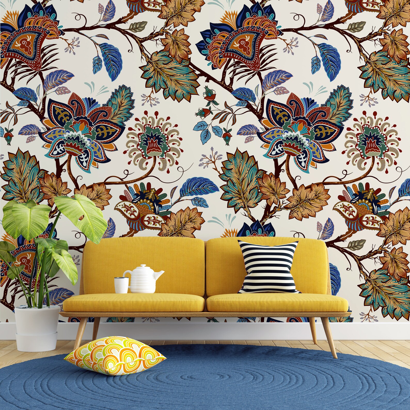 Colorful Indian Decorative Ethnic Wallpaper Self Adhesive Peel - Etsy