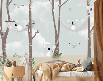 Baby Koala Wallpaper, Peel and Stick Wall Mural, Scandinavian Nursery