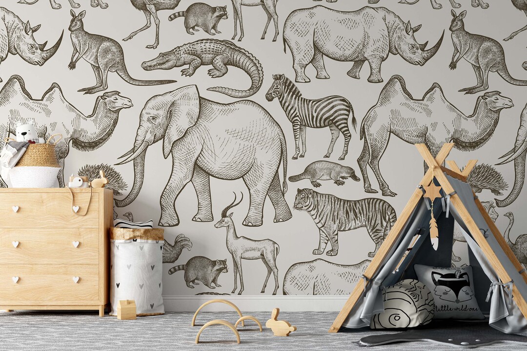 African Animals Wildlife Background Wallpaper Self Adhesive Peel and ...