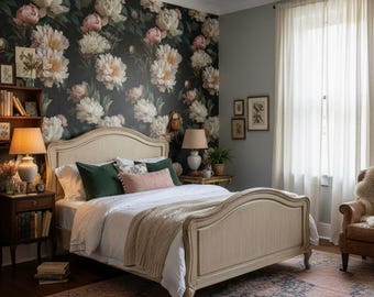 Floral Wallpaper Peonies Peel And Stick Botanical Wall Mural