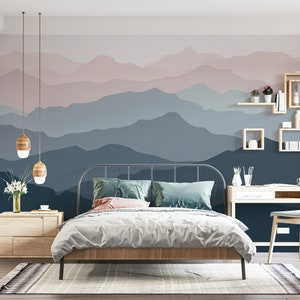 Abstract Row Mountains Natural Nature Landscape Background Wallpaper Self Adhesive Peel & Stick Wall Decoration Scandinavian Removable