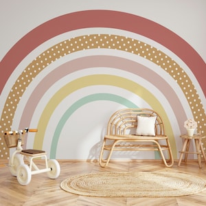 Regenbogen für Kinderzimmer und Kinderzimmer Hintergrund Tapete Selbstklebend Schälen und Aufkleben Wanddekoration Minimalistisch Skandinavisch Abnehmbarer