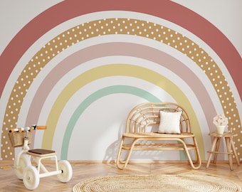 Rainbow for Kids Room and Nursery Background Wallpaper Self Adhesive Peel and Stick Wall Decoration Minimalistic Scandinavian Removable