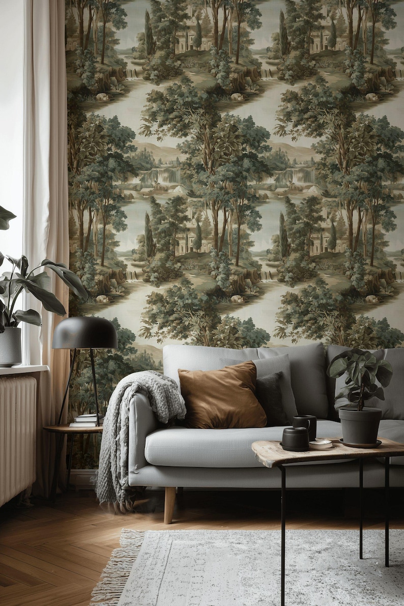 Landscape Wallpaper Vintage Scenic Peel and Stick Mural Wall Mural - Etsy