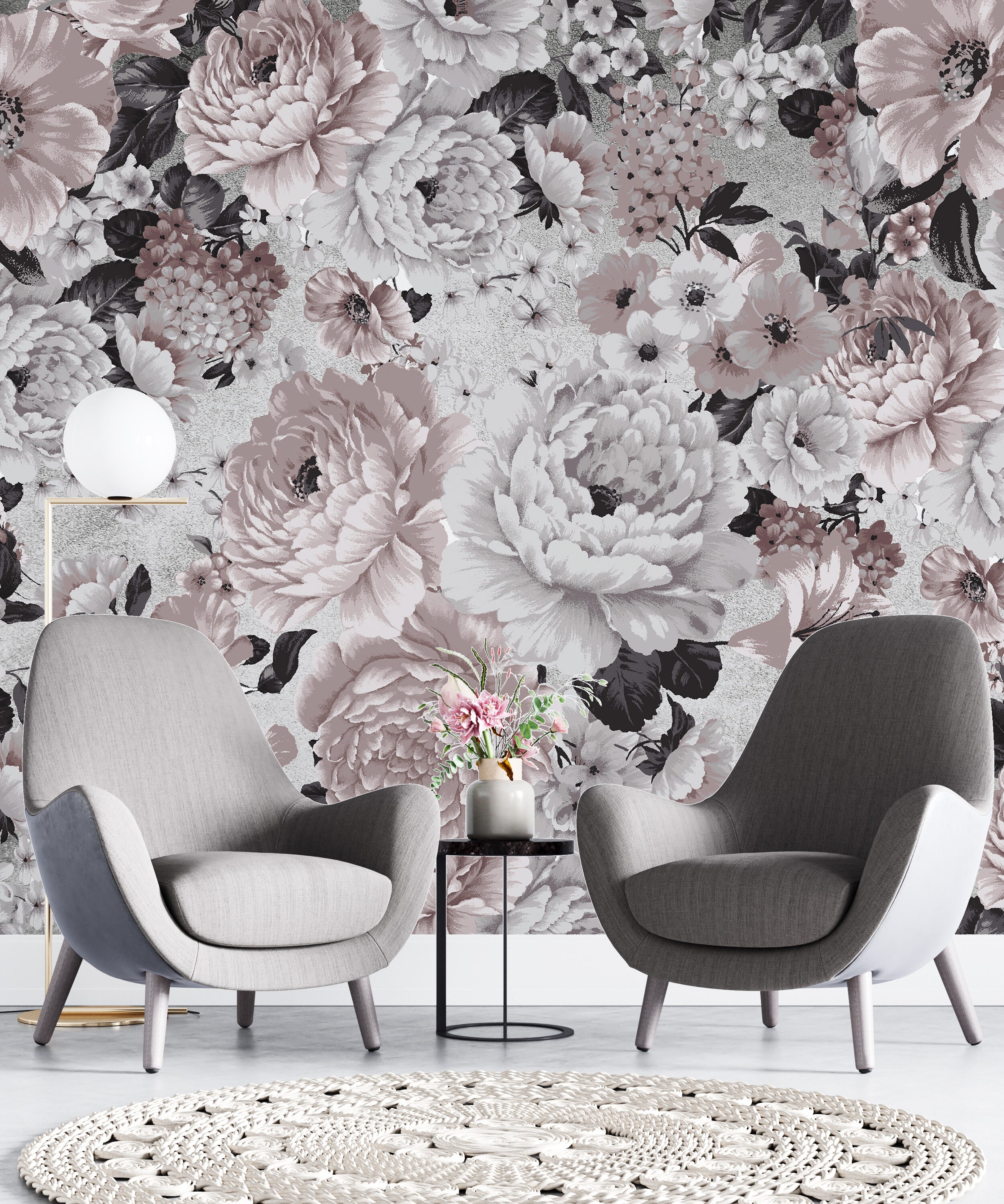 Witte en lichtroze kleur rozen behang bloemen muur decor verwijderbaar -  Etsy België, image size:2500x3000