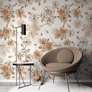 Elegant Bouquet of Flowers Background Floral Wallpaper Self Adhesive Peel & Stick Wall Mural Wall Decoration Scandinavian Design Removable