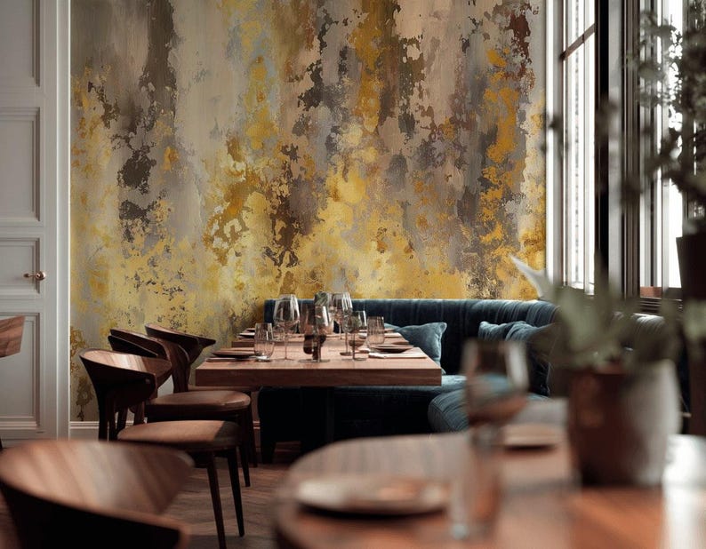 Gold Look Textured Wallpaper Abstract Peel and Stick Metallic Wall ...