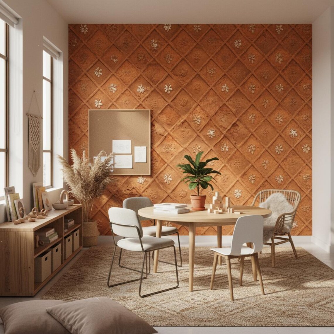 Textured Wallpaper Rustic Peel and Stick Geometric Wall Mural - Etsy