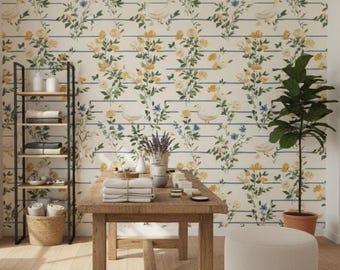 Eendenbehang bloemen Peel and Stick vintage muurschildering