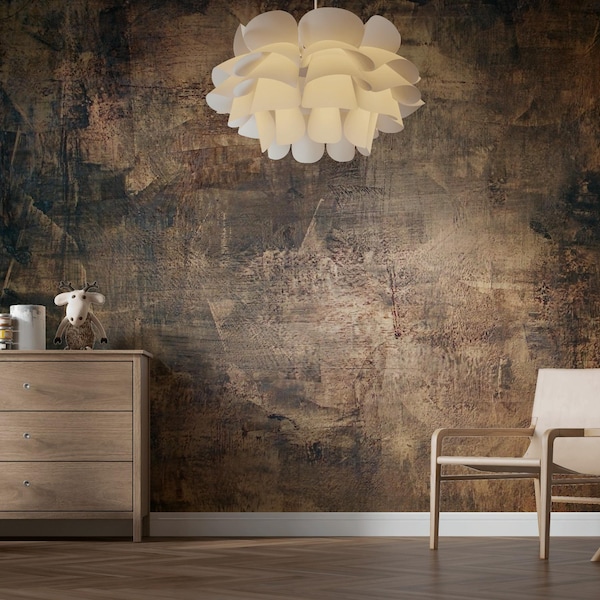 Rustic Industrial Faux Concrete Wallpaper Wall Mural | Distressed Texture Decor