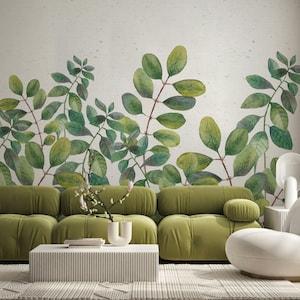 Green Leaves Garden Plants Background Wallpaper Self Adhesive Peel & Stick Wall Mural Wall Decoration Minimalistic Scandinavian Removable