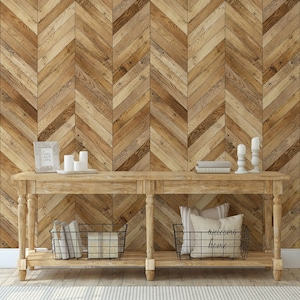 Carta da parati con motivi in legno Chevron, decorazione murale scandinava Syle