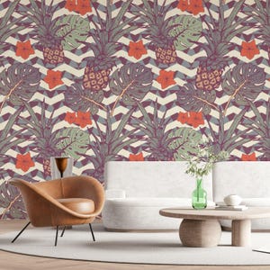 Wallpaper Vintage Design Tropical Plant and Fruits Self Adhesive Peel and Stick Wall Sticker Wall Decoration Scandinavian Design Removable