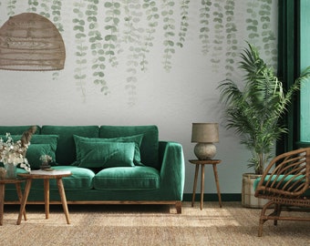 Green Ivy Plants Luxury Background Wallpaper Self Adhesive Peel and Stick Wall Mural Wall Decoration Scandinavian Removable