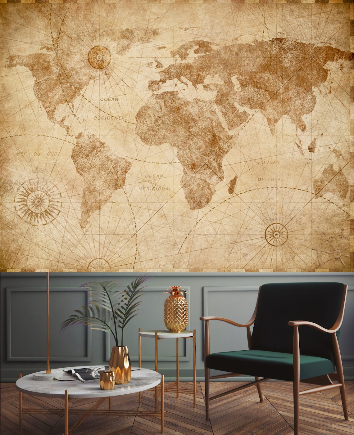Vintage Style World Map Wallpaper Self Adhesive Peel and Stick Etsy