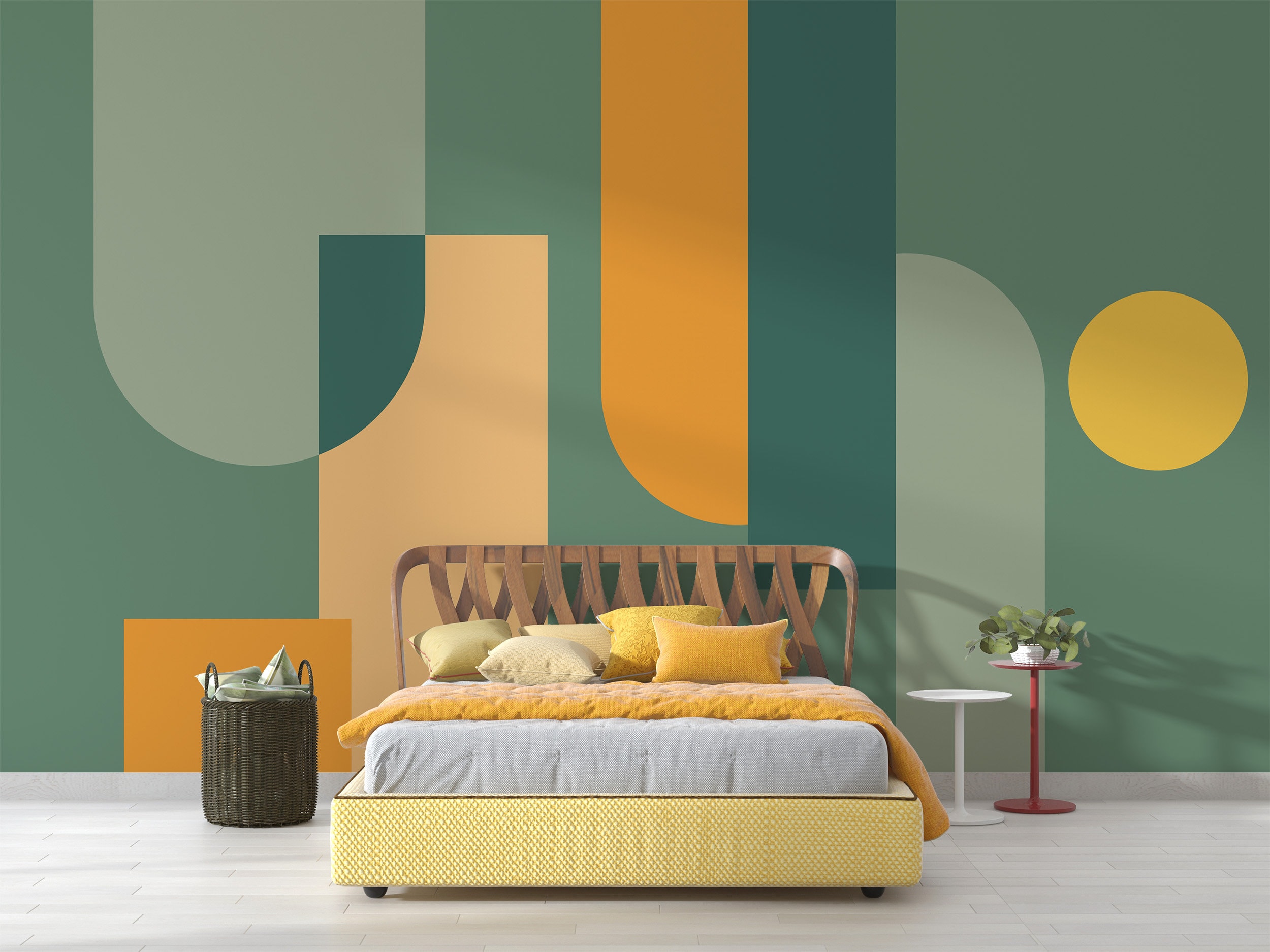 VEELIKE Abstract Apex Geometrisch Behang Oranje en Grijs