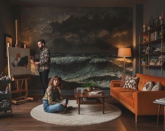 Meereslandschaft Tapete Stürmische Schälen und Stock Wellen Wandbild