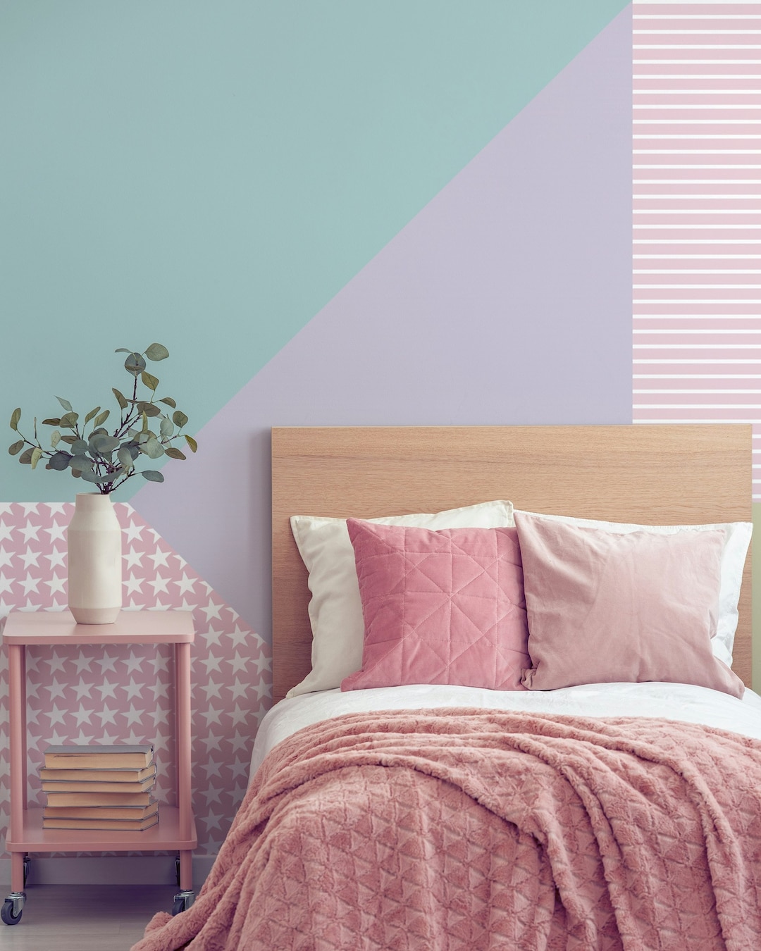Image showcasing Colorful Geometric Shapes Wall Decor Soft Toned Wallpaper Removable - Etsy