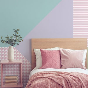 Colorful Geometric Shapes Wall Decor Soft Toned Wallpaper Removable