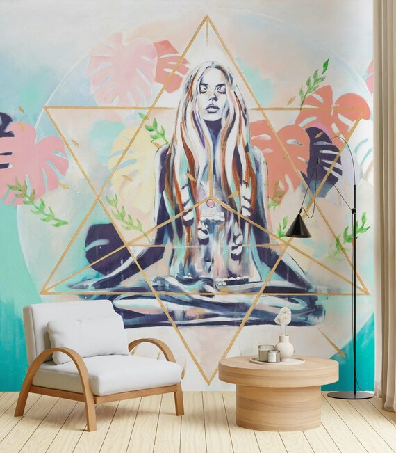 Yoga Art Wallpaper Woman In Yoga Poses – High Quality Wall Murals