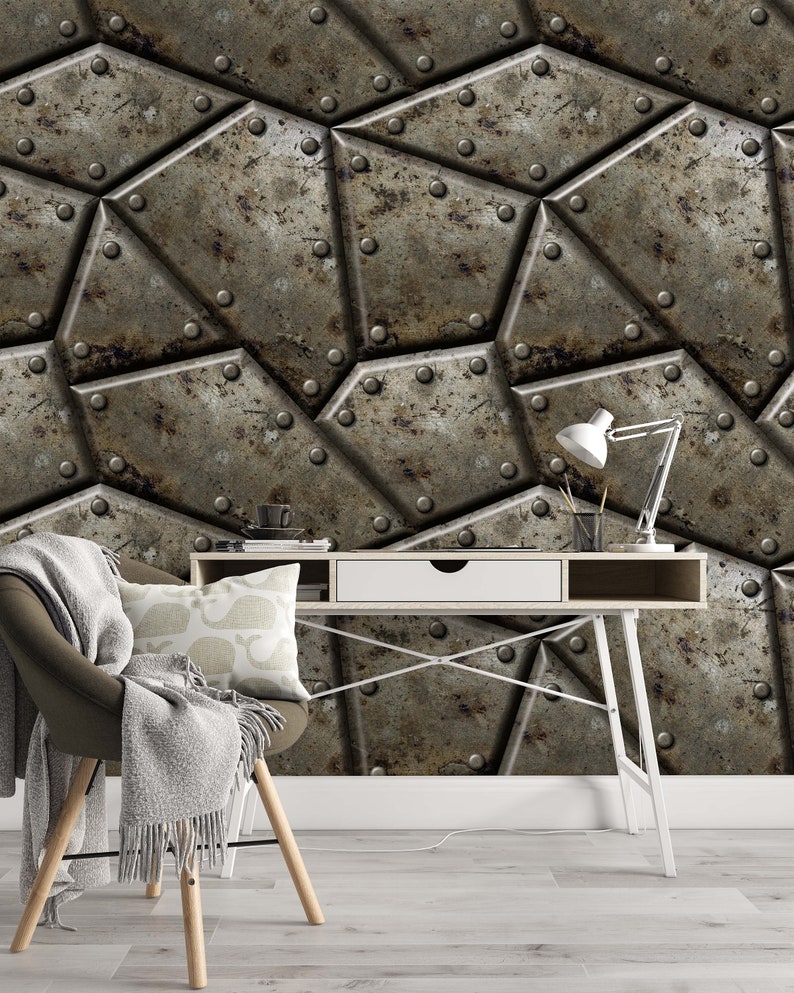 Metal Armor Texture Background Modern Design Wallpaper Self | Etsy