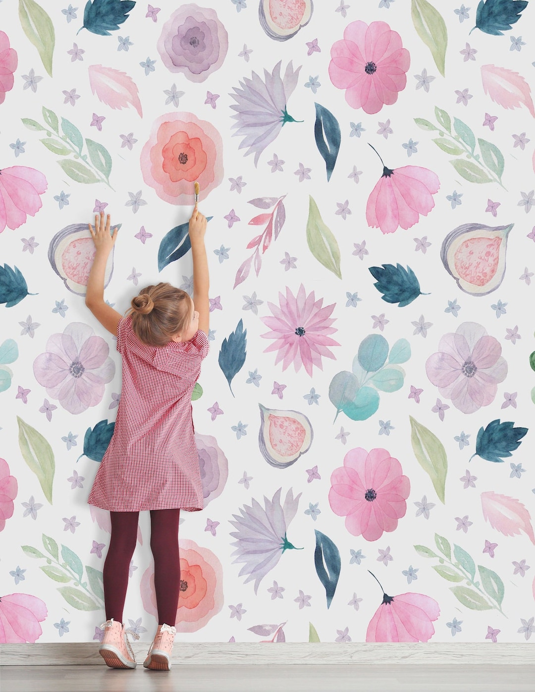 Watercolor Floral Wallpaper Botanica Peel and Stick Soft Pastel Wall ...