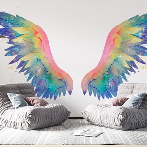 Colorful Angel Wings Wallpaper Modern Art Wall Decoration Abstract Peel and Stick Wall Mural