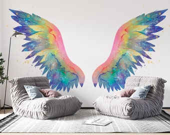 Colorful Angel Wings Wallpaper Modern Art Wall Decoration Abstract Peel and Stick Wall Mural