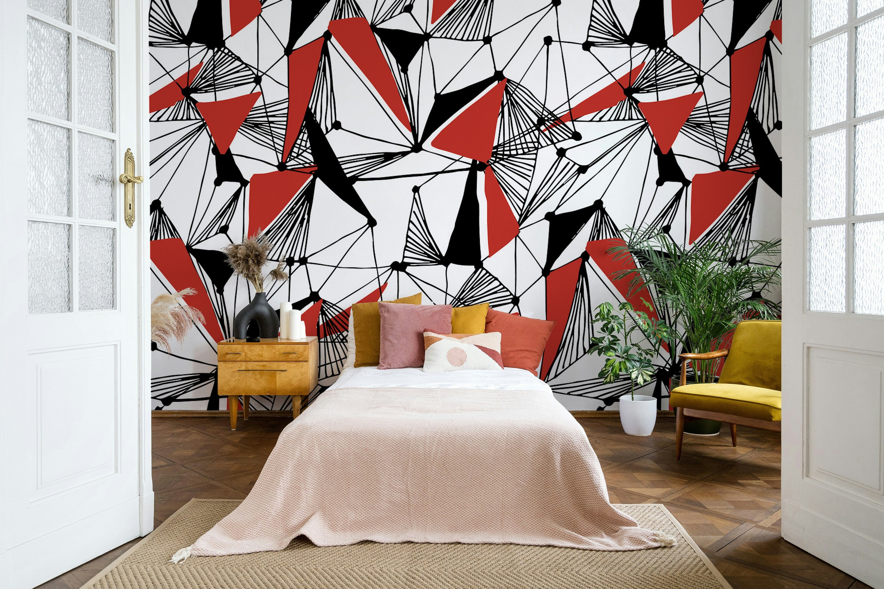 Adesivi Per Porte 3D Decorazione Murale Geometria Del Triangolo Creativo D'Argento Adesivo Murale Per Porta Adesivo Per Porta Per Porte Murali In Vinile Rimovibile Porta Rimovibile Per Decorazioni Pe