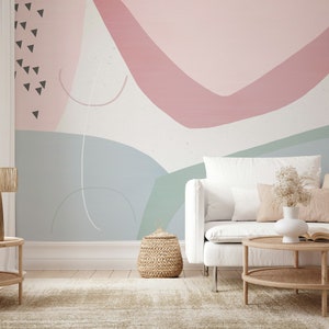 Carta da parati autoadesiva con forme casuali di lusso colorate, design per la camera dei bambini, per la cameretta dei bambini, decorazione da parete scandinava rimovibile