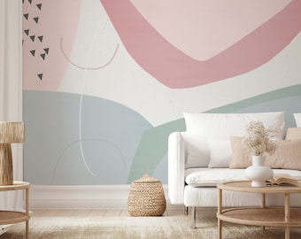 Colorful Luxury Random Shapes Design Kids Room Nursery Wallpaper Self Adhesive Peel and Stick Wall Decoration Scandinavian Removable