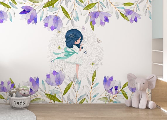 White Abstract Flowers Over Purple and Blue Cloud Mix - Skin Decal