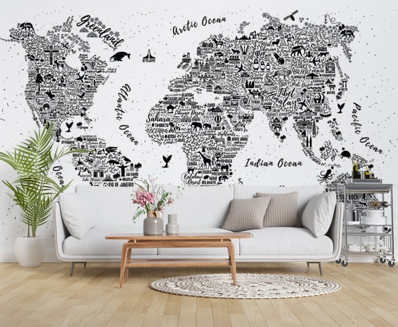 Bạn muốn tận hưởng bức tranh bản đồ thế giới nhưng không muốn trang trí truyền thống? Hãy xem hình ảnh Ánh sáng Bản đồ Thế giới, với giấy dán tường tương tự, đưa khung cảnh rộng lớn vào căn phòng của bạn. 