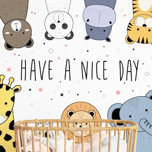 Cute Animals Wallpaper Nursery Peel and Stick Kids Room Wall Mural Removable
