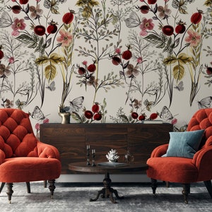 Vintage Style Floral Pattern Flowers Luxury Modern Wallpaper Self Adhesive Peel and Stick Wall Murals Wall Decoration Removable