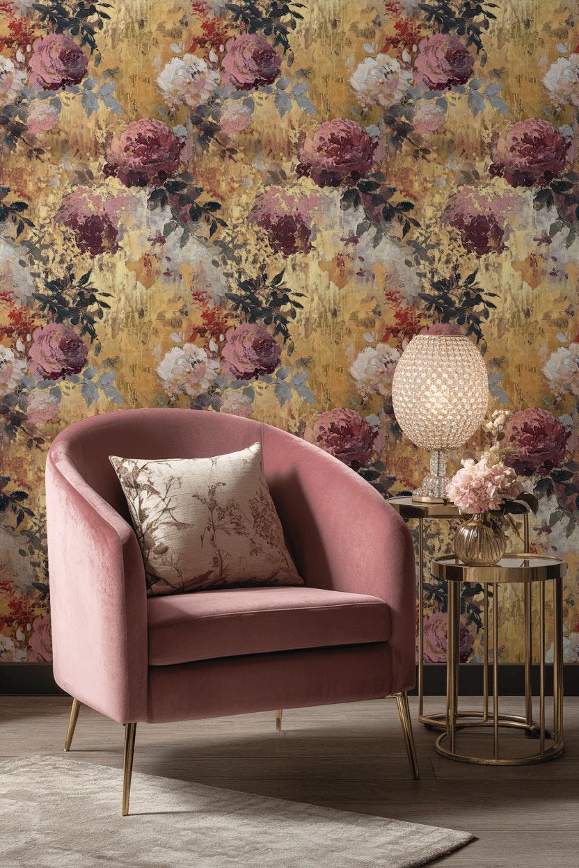 Floral Wallpaper Rose Peel and Stick Vintage Wall Mural - Etsy