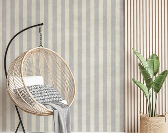 Gray and Beige Geometric Lines Peel and Stick Wallpaper, Scandinavian Design