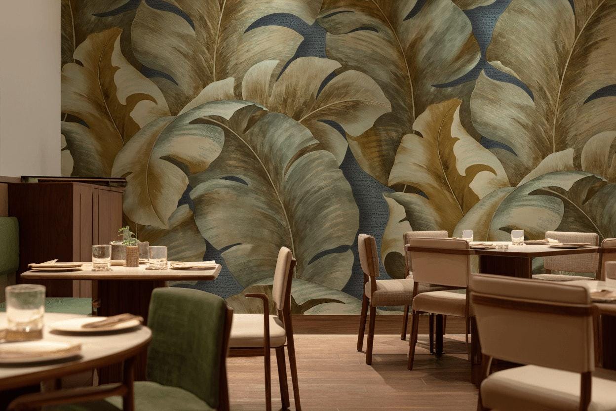 Tropical Leaf Wallpaper Banana Leaf Peel and Stick Botanical Wall Mural ...