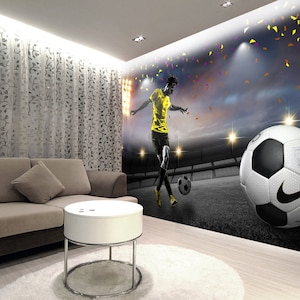 Football Player Ball Sport Photo Wallpaper Autoadesivo Peel and Stick Wall Sticker Wall Decoration Minimalistic Scandinavo Rimovibile