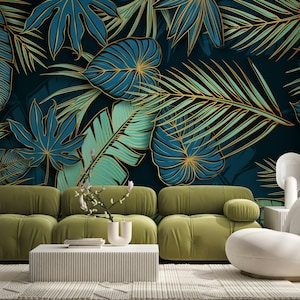 Southeast Asia Tropical Rainforest Banana Leaves Wallpaper Self Adhesive Peel and Stick Wall Murals Wall Decoration Design Removable