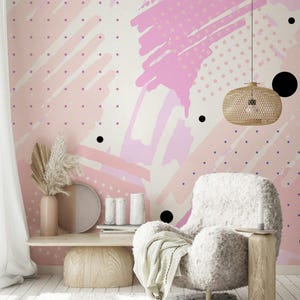 Pink Abstract Peel and Stick Wallpaper Brush Background Wall Mural