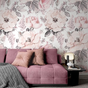 Rosa Rose Fiori Carta da parati floreale Autoadesivo Peel & Stick Wall Mural Wall Decoration Minimalistic Scandinavian Design rimovibile
