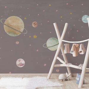 Solar System and Other Planets Stars Wallpaper Self Adhesive Peel and Stick Wall Murals Wall Decoration Minimalistic Scandinavian Removable