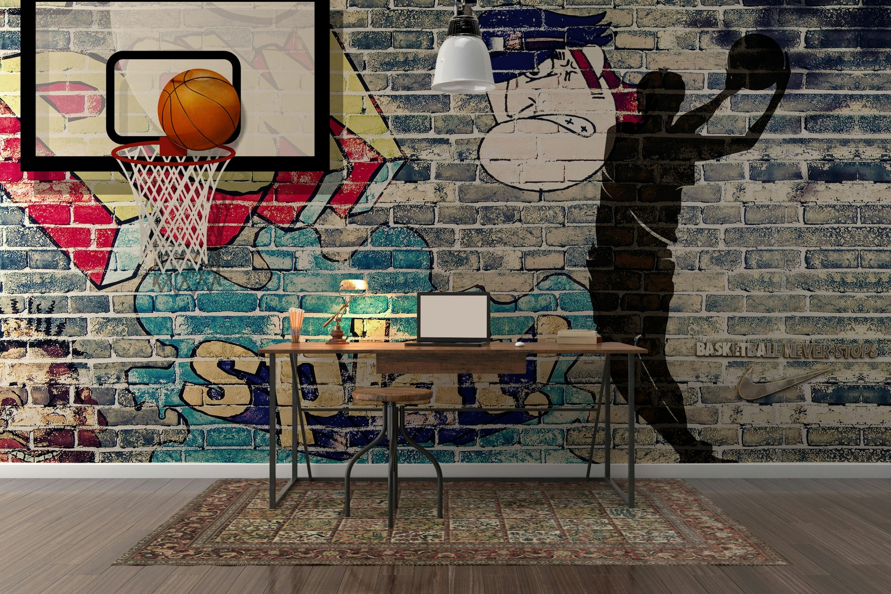 Basketball Sports Ball Wallpaper Human Figure Playground Self Adhesive Peel and Stick Wall Mural Wall Decoration Scandinavian Removable Etsy