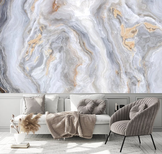 Gray White Gold Natural Marble Vinyl Contact Paper Self Adhesive