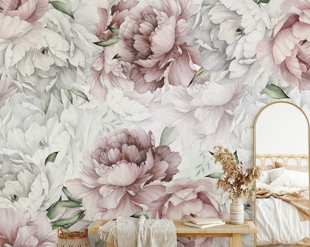 モダン花壁紙 - Peel and Stick - by単純な形状 6 Sheet Pack (2x9 Feet) : モダン花壁紙 \u2013 Peel and Stick \u2013 by単純な形状 6 Sheet