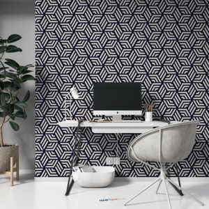 Carta da parati in bianco e nero con motivi geometrici Carta da parati monocromatica rimovibile