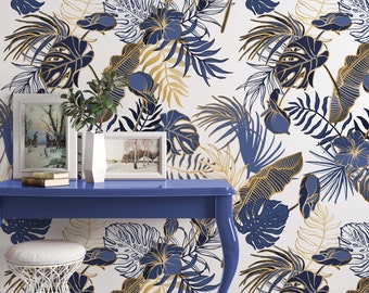 Exotische Tropische Blätter Palme Banane Dschungel Hintergrund Tapete Selbstklebend Schälen und Aufkleben Wandbilder Wanddekoration Entfernbar