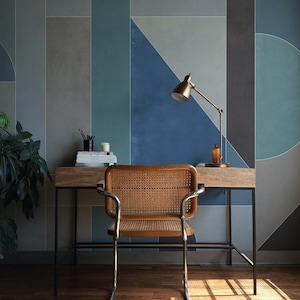 Halvcirkel trapetsformad geometrisk form tapet självhäftande skalbar väggmålning heminredning skandinavisk design avtagbar