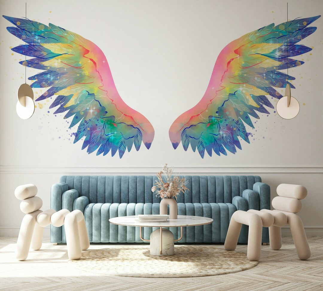Colorful Angel Wings Wallpaper Modern Art Wall Decoration Abstract Peel ...